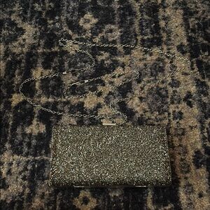 Elegant Silver Glitter Clutch